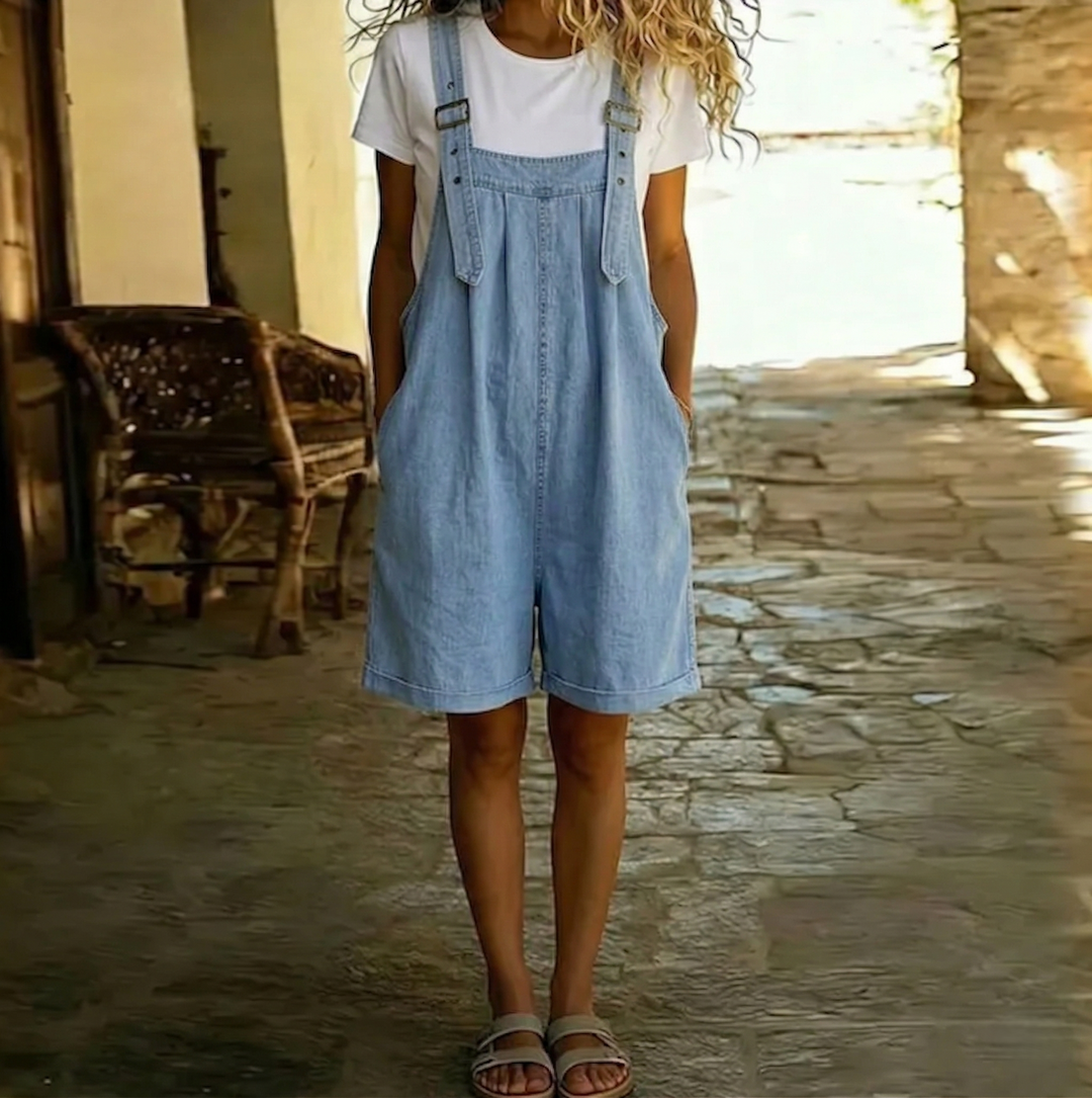 Sienna | Vintage Washed, Relaxed Fit Denim Overalls for Women 0