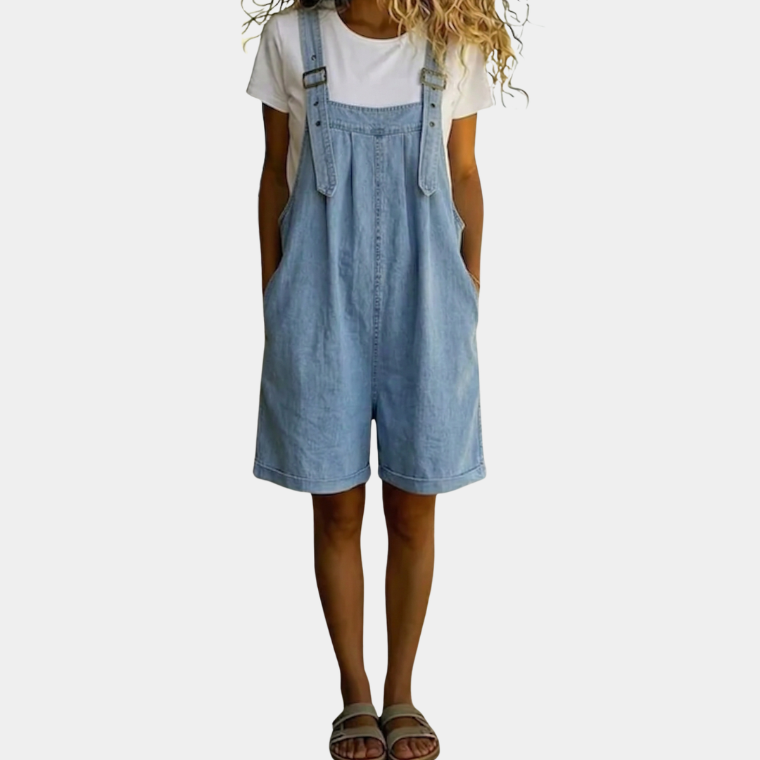 Sienna | Vintage Washed, Relaxed Fit Denim Overalls for Women 1