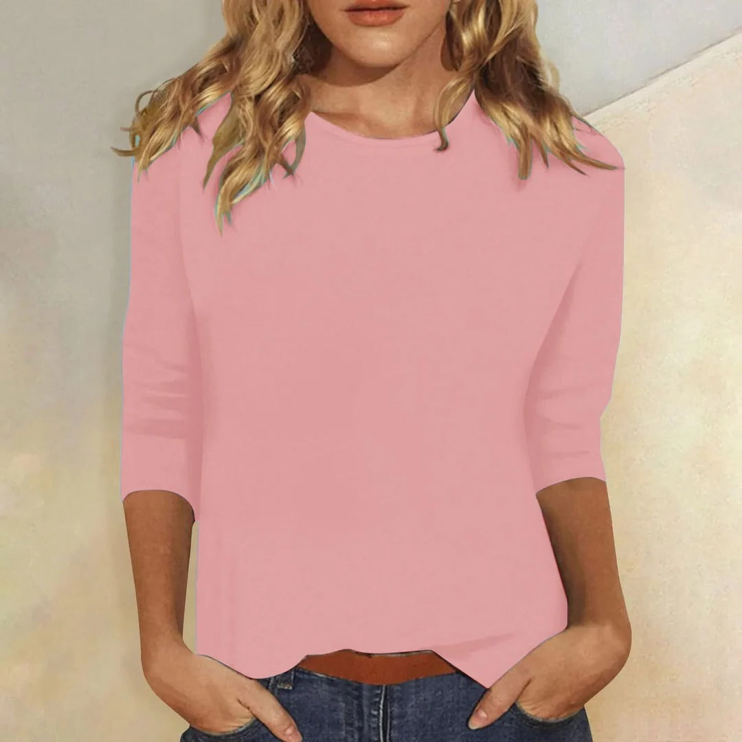 Sienna | Women's Top Crew Neck 3/4 Sleeve Casual Relaxed Fit 0