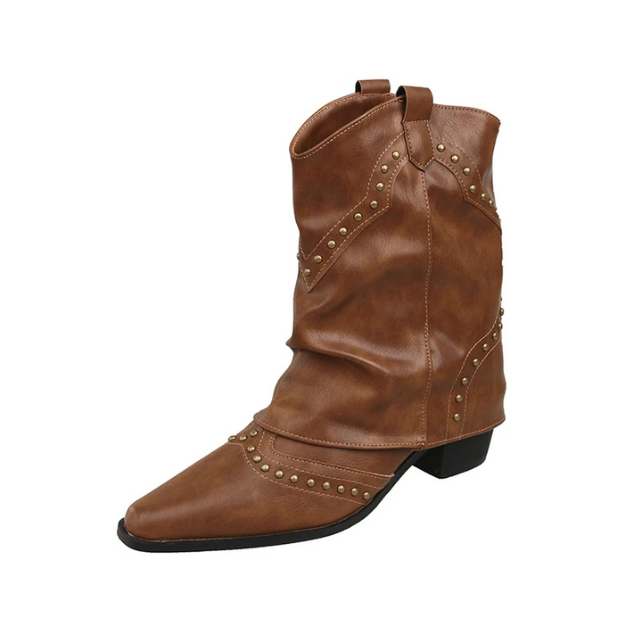 Sierra | Women's Cowgirl Boots Black Studded Mid-Heel Stylish Fit 9