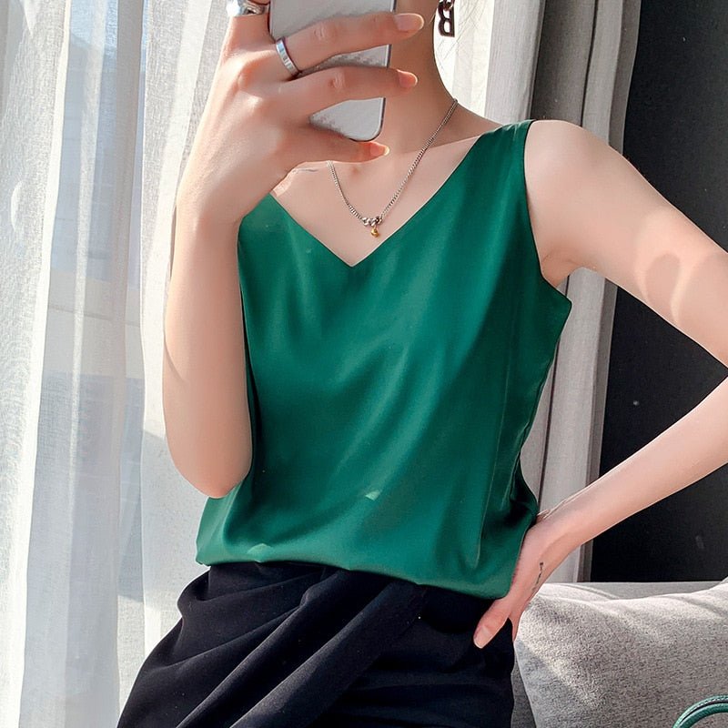 Silken | Elegant, Breathable & Versatile Women’s Tank Top - Soft White Camisole 1