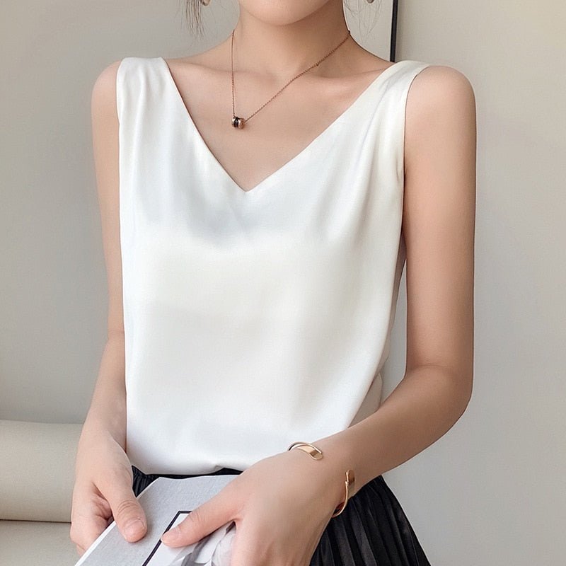 Silken | Elegant, Breathable & Versatile Women’s Tank Top - Soft White Camisole 4