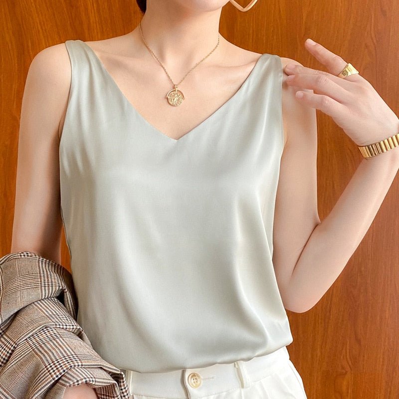 Silken | Elegant, Breathable & Versatile Women’s Tank Top - Soft White Camisole 5