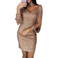 Darla | Glänzendes Pailletten-Abschlussballkleid mit elegantem V-Ausschnitt