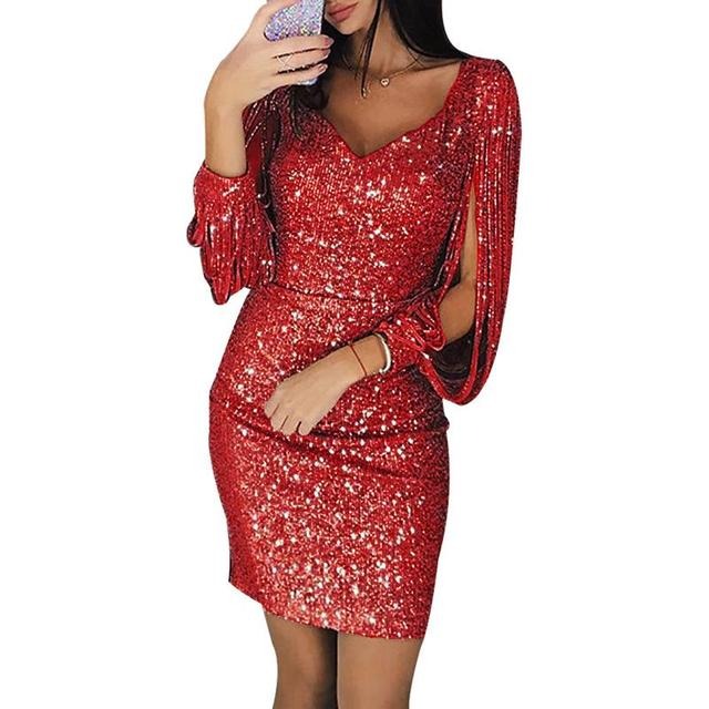 Sloane | Party Dress Sequin V-Neck Elegant Fit Holiday Cocktail 1