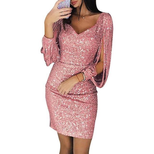 Sloane | Party Dress Sequin V-Neck Elegant Fit Holiday Cocktail 2