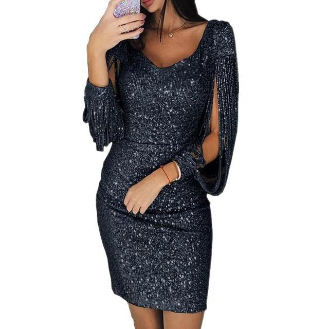 Sloane | Party Dress Sequin V-Neck Elegant Fit Holiday Cocktail 6