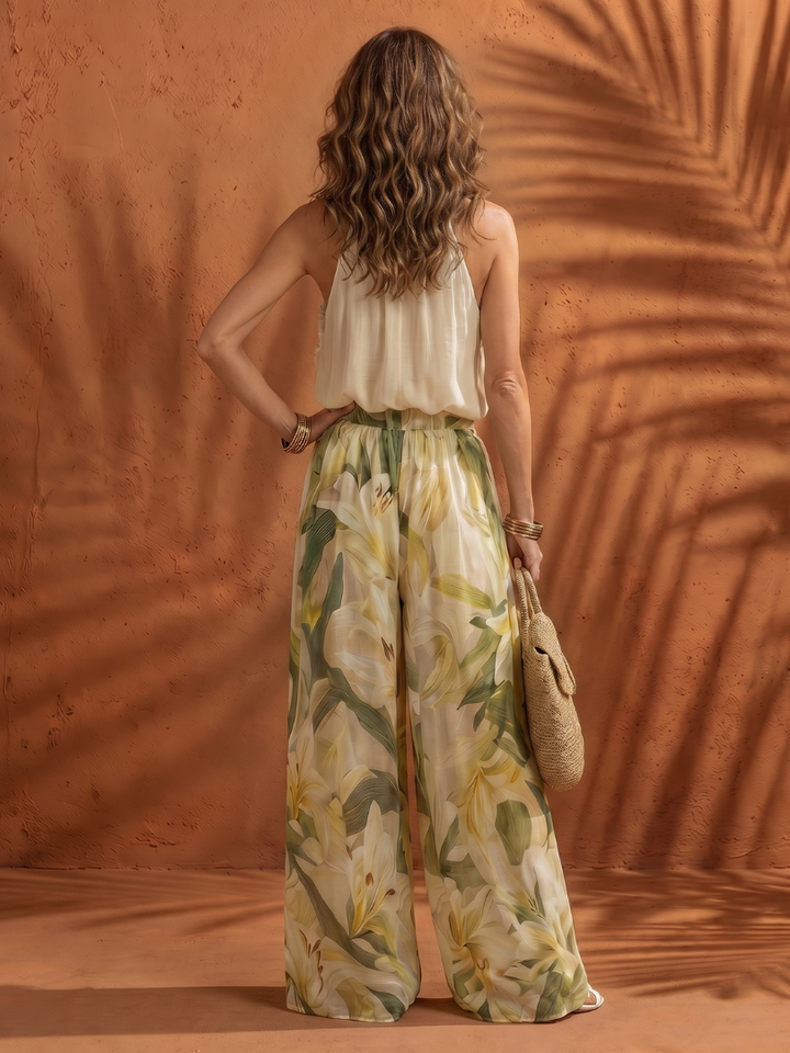 Soleil | Lightweight, Flowing Women’s Blouse & Floral Wide-Leg Trousers Set 4