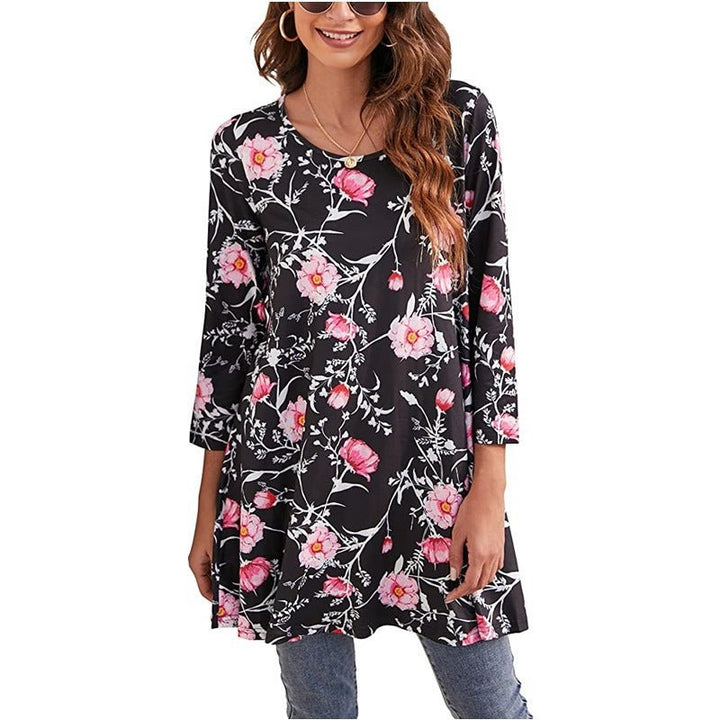 Sophia | Women's Boho Mandala Print 3/4 Sleeve Swing Tunic 11