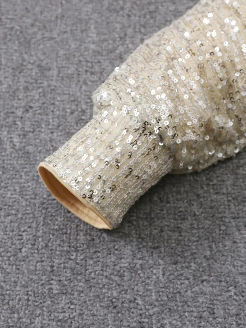 Sorelle | Evening Dress Sequin Slim Fit Contrast Glamorous Look 7