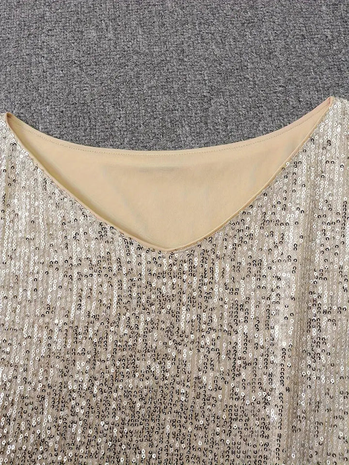 Sorelle | Evening Dress Sequin Slim Fit Contrast Glamorous Look 8