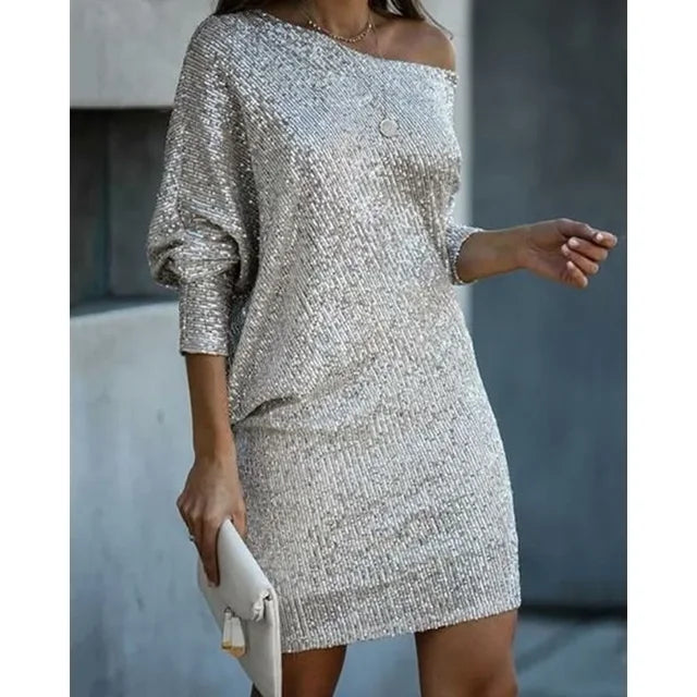 Sorelle | Evening Dress Sequin Slim Fit Contrast Glamorous Look 9