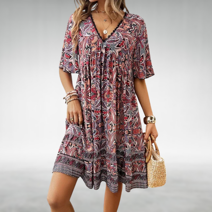 Tahlia | Vibrant, Relaxed Fit Women’s Boho Printed Mini Dress 2