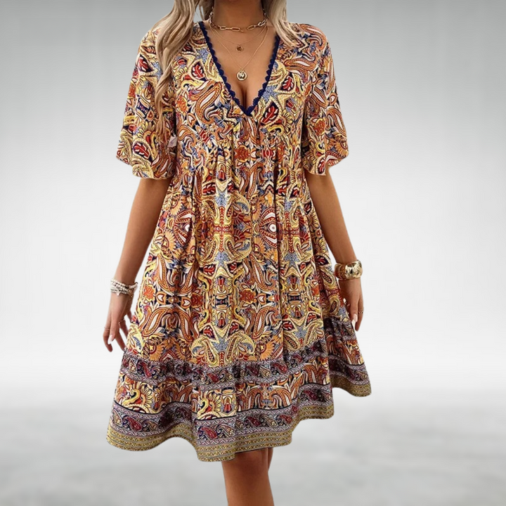 Tahlia | Vibrant, Relaxed Fit Women’s Boho Printed Mini Dress 3