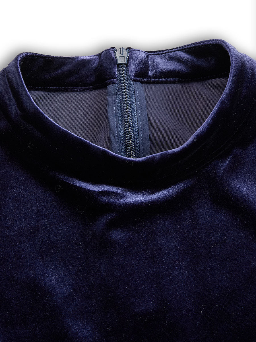 Tivara | Elegant Long-Sleeve Navy Midi Dress 4