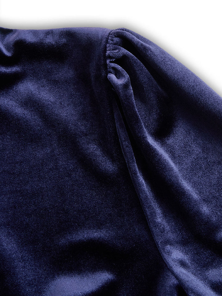 Tivara | Elegant Long-Sleeve Navy Midi Dress 6