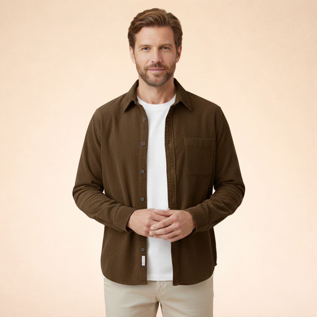 Jason | Plain Long Sleeve Corduroy Shirt