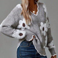 Isabella | Maglione invernale floreale con scollo a V
