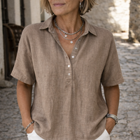 Mary | Elegant & Airy Linen-Style Button-Down Shirt