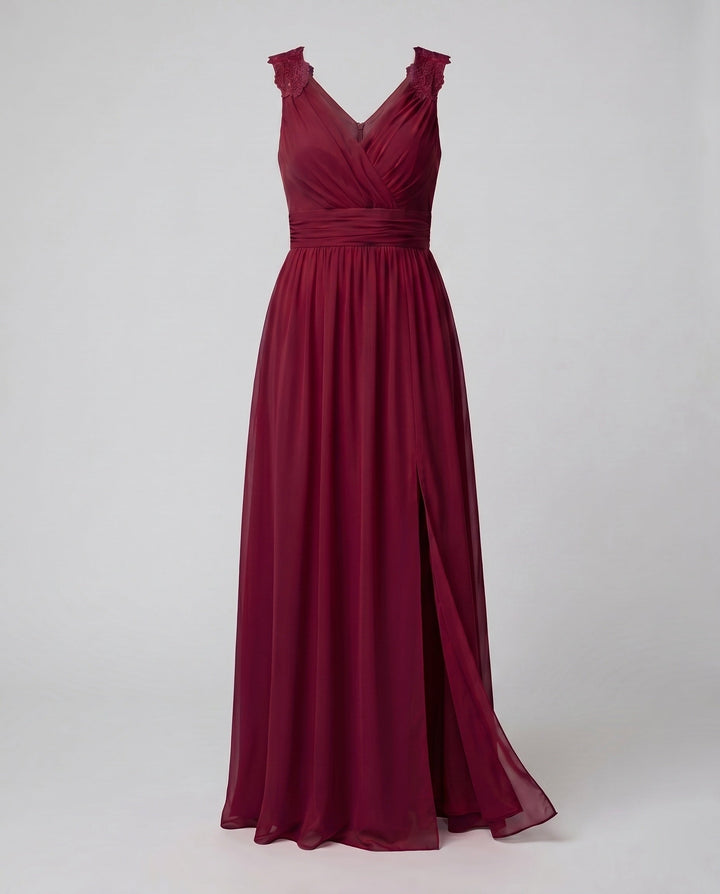 Vespera | Elegant V-Neck Women's Evening Dress with Side Slit 8