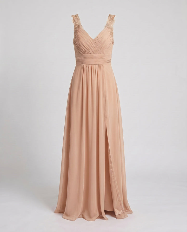 Vespera | Elegant V-Neck Women's Evening Dress with Side Slit 9