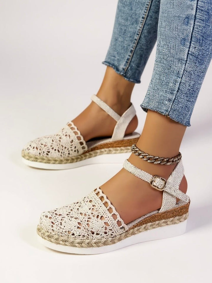 Victoria | Women's Boho Crochet Ankle-Strap Espadrille Comfortable Sandals 7