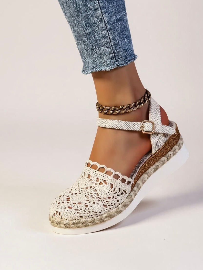 Victoria | Women's Boho Crochet Ankle-Strap Espadrille Comfortable Sandals 8