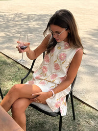Sara | Abito senza maniche in lino floreale, comodo ed elegante