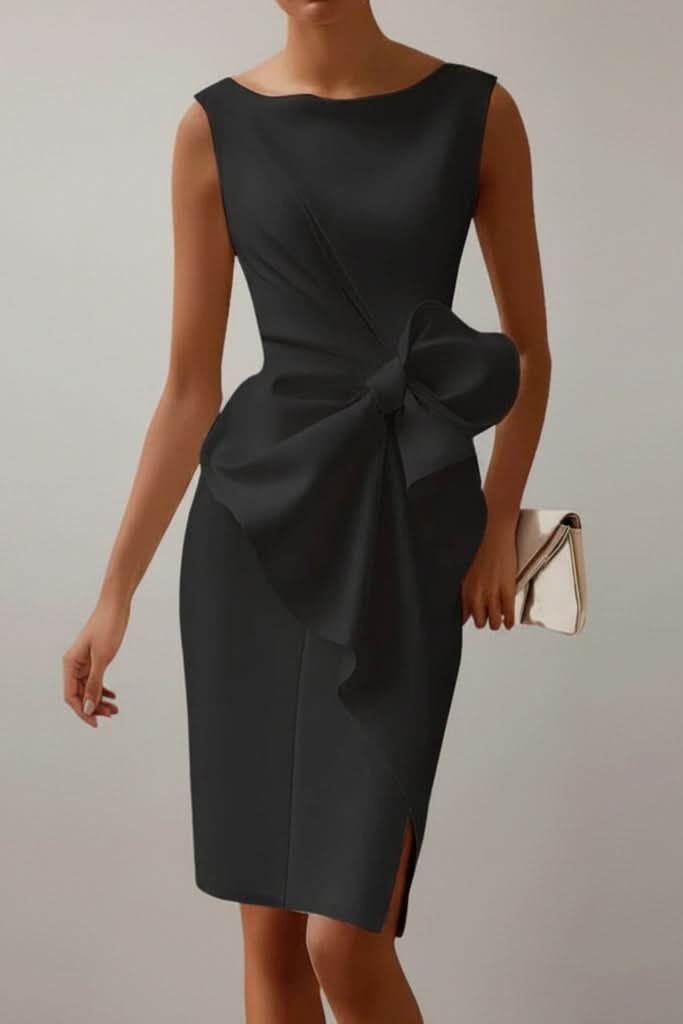 Victoria | Women's Sleeveless Bow-Detail Midi Cocktail Dress 5