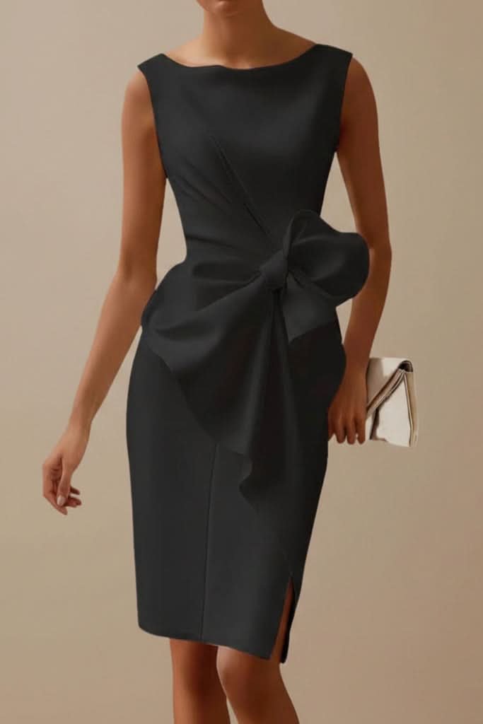Victoria | Women's Sleeveless Bow-Detail Midi Cocktail Dress 9