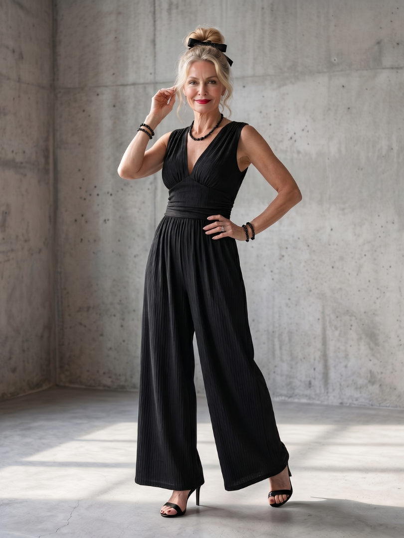 Vincenza | Elegant Deep V-Neck Jumpsuit for Women – Flattering Wide Leg Design 6