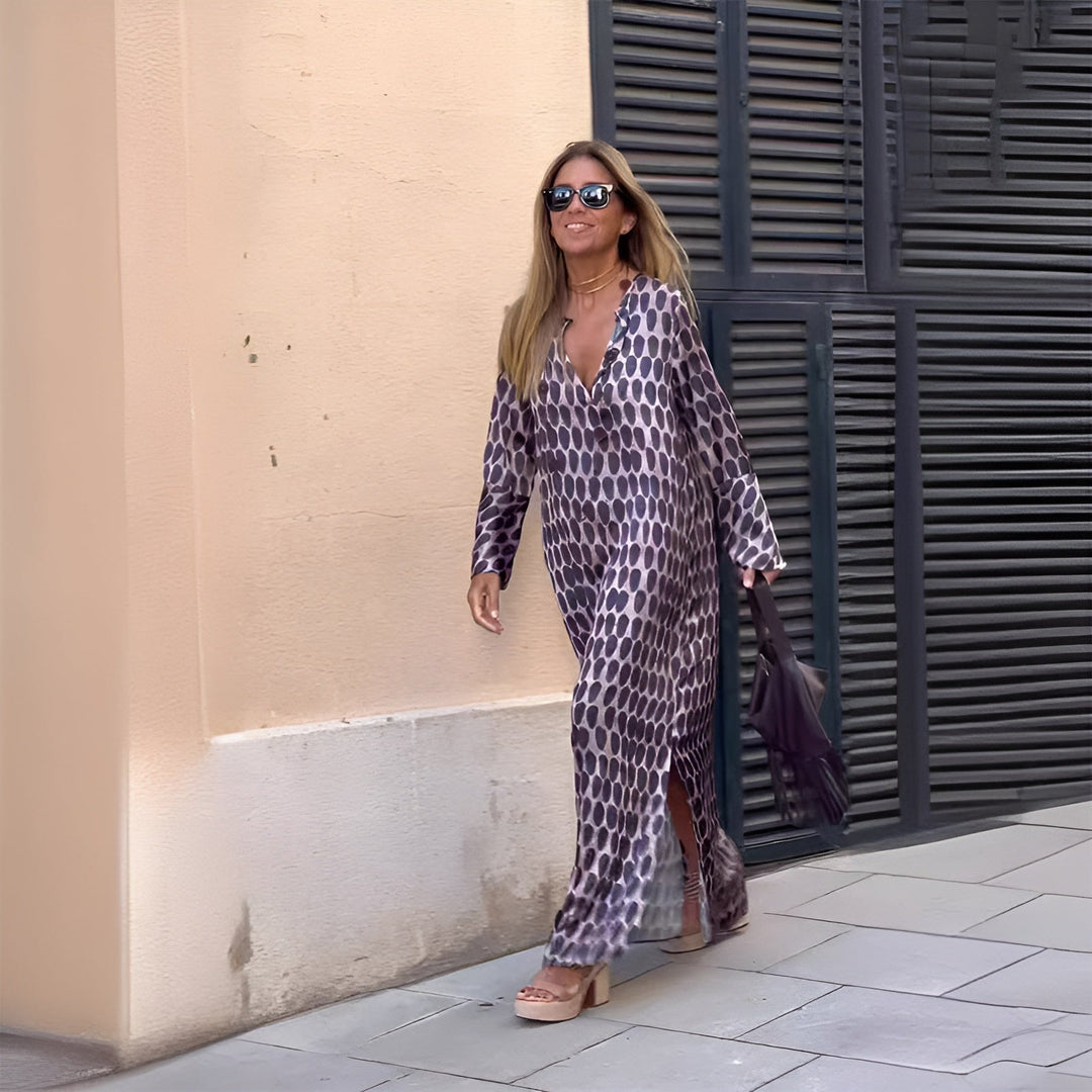 Violette | Elegant, Flowing &amp; Stylish Women's Long Sleeve Printed Maxi Dress 0