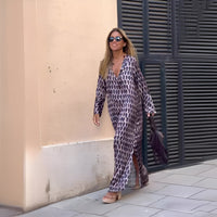 Evelyn | Abito lungo elegante a maniche lunghe con stampa paisley