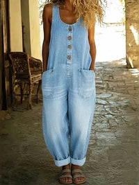 Harper | Vintage Relaxed Button-Front Overalls Jumpsuit