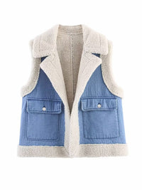 Madison | Vintage-Inspired Denim Vest With Cozy Fleece Lining
