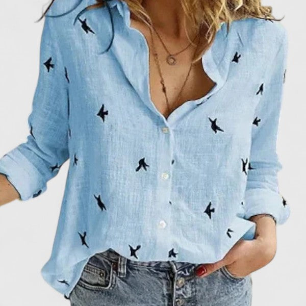 Wynne | Flattering Long Sleeve Women's Blouse – Relaxed Fit & Elegant V-Neck Design 11