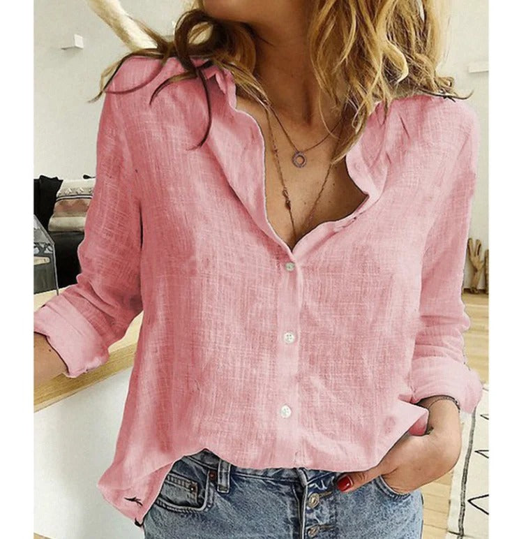 Wynne | Flattering Long Sleeve Women's Blouse – Relaxed Fit & Elegant V-Neck Design 4