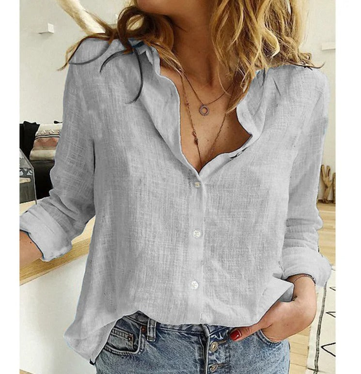 Wynne | Flattering Long Sleeve Women's Blouse – Relaxed Fit & Elegant V-Neck Design 7