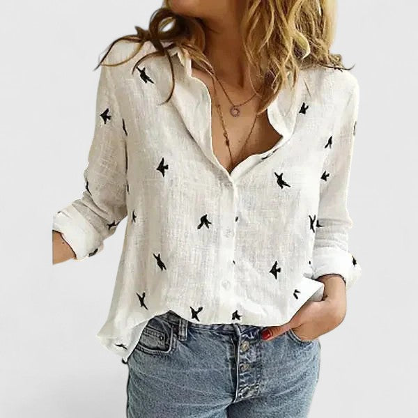 Wynne | Flattering Long Sleeve Women's Blouse – Relaxed Fit & Elegant V-Neck Design 8