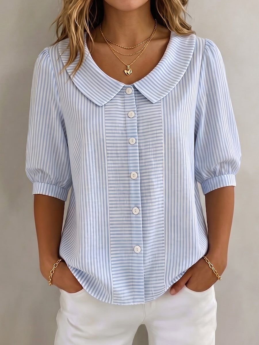 Xandria | Elegant Striped Blouse for Women – Versatile &amp; Comfortable Plus Size Tops 1