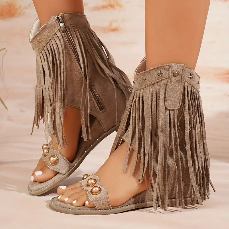 Zara | Bold & Stylish Women’s Fringe Ankle Sandals for Elegant Summer Look 6