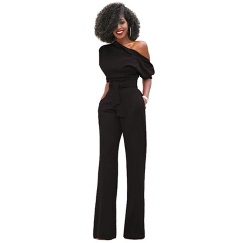 Zara | Elegant Off Shoulder Black Jumpsuit for Women – Wide Leg & Comfortable Style 0