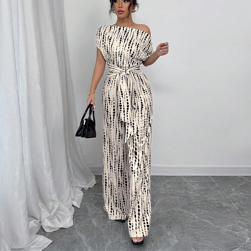 Zara | Elegant One-Shoulder Women's Jumpsuit – Bold Print & Wide Leg Design 2