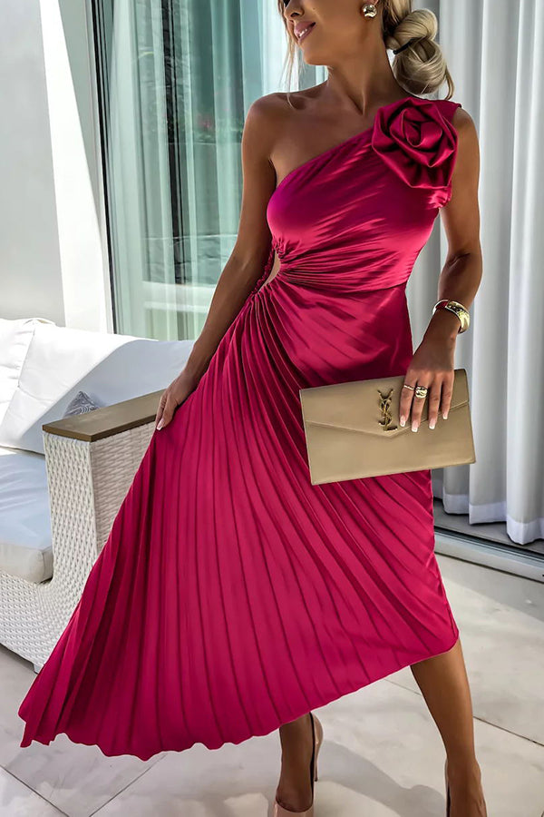Zarae | One Shoulder Midi Dress Elegant Wedding Guest Summer Style 0