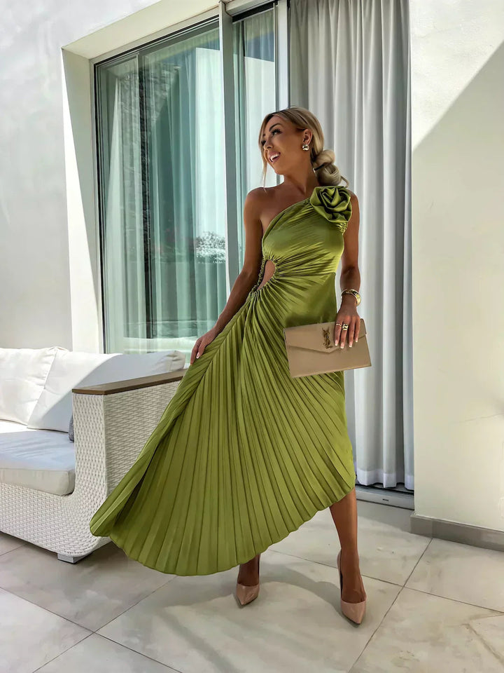 Zarae | One Shoulder Midi Dress Elegant Wedding Guest Summer Style 2