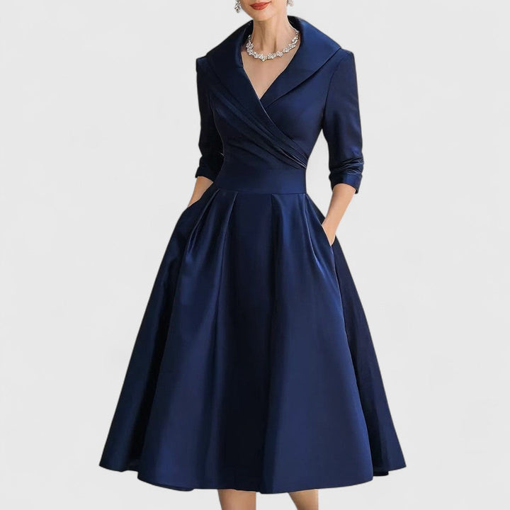 Zelina | Elegant Midi Dress with Sleeves for Women 0