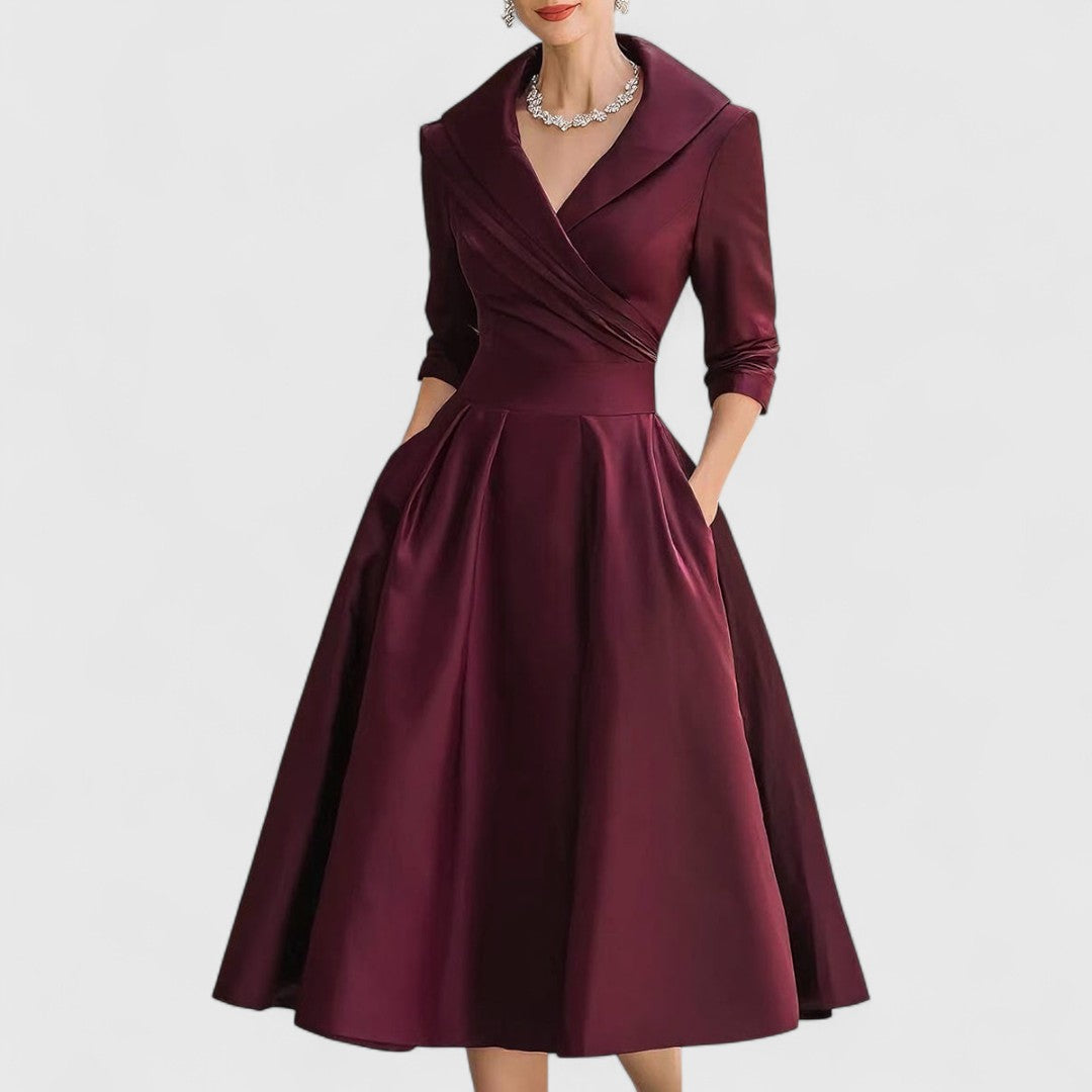 Zelina | Elegant Midi Dress with Sleeves for Women 2
