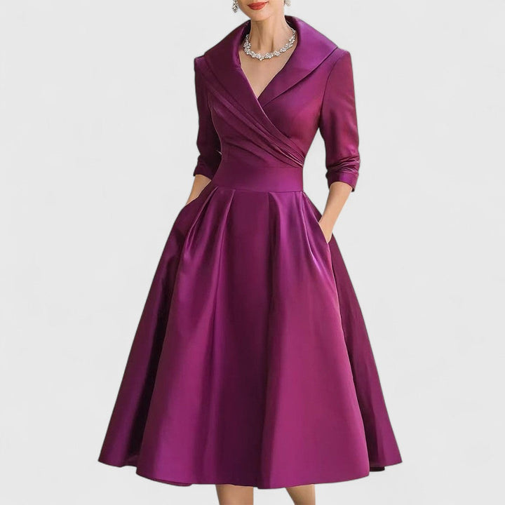 Zelina | Elegant Midi Dress with Sleeves for Women 3