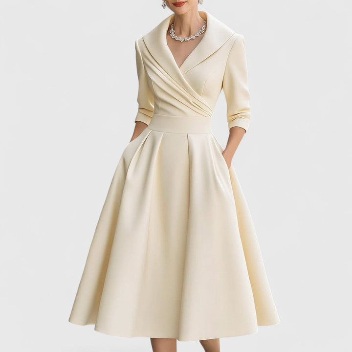 Zelina | Elegant Midi Dress with Sleeves for Women 4