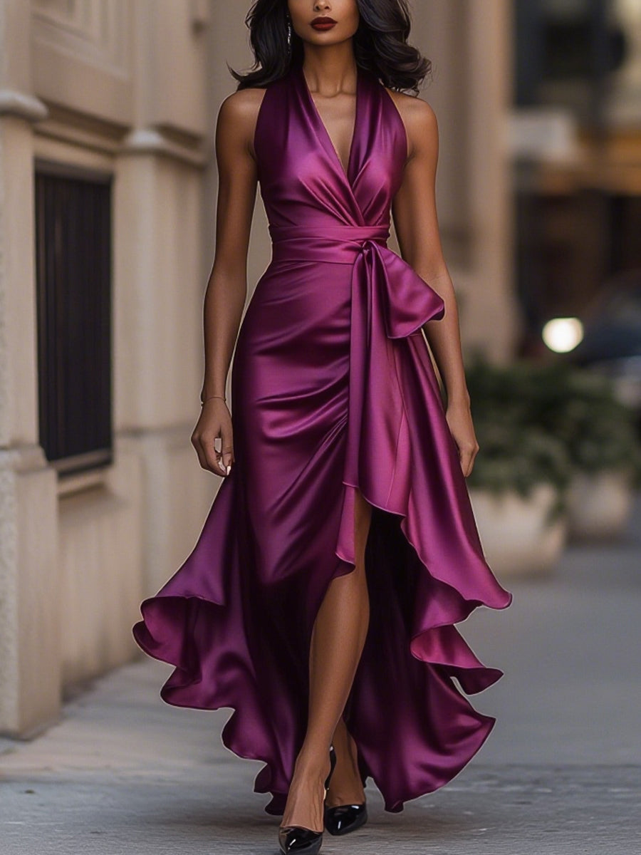 Zelina | Elegant Wrap Evening Maxi Dress 10